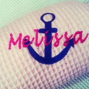 Personalized Anchor Spa Robe With Name Nautical..